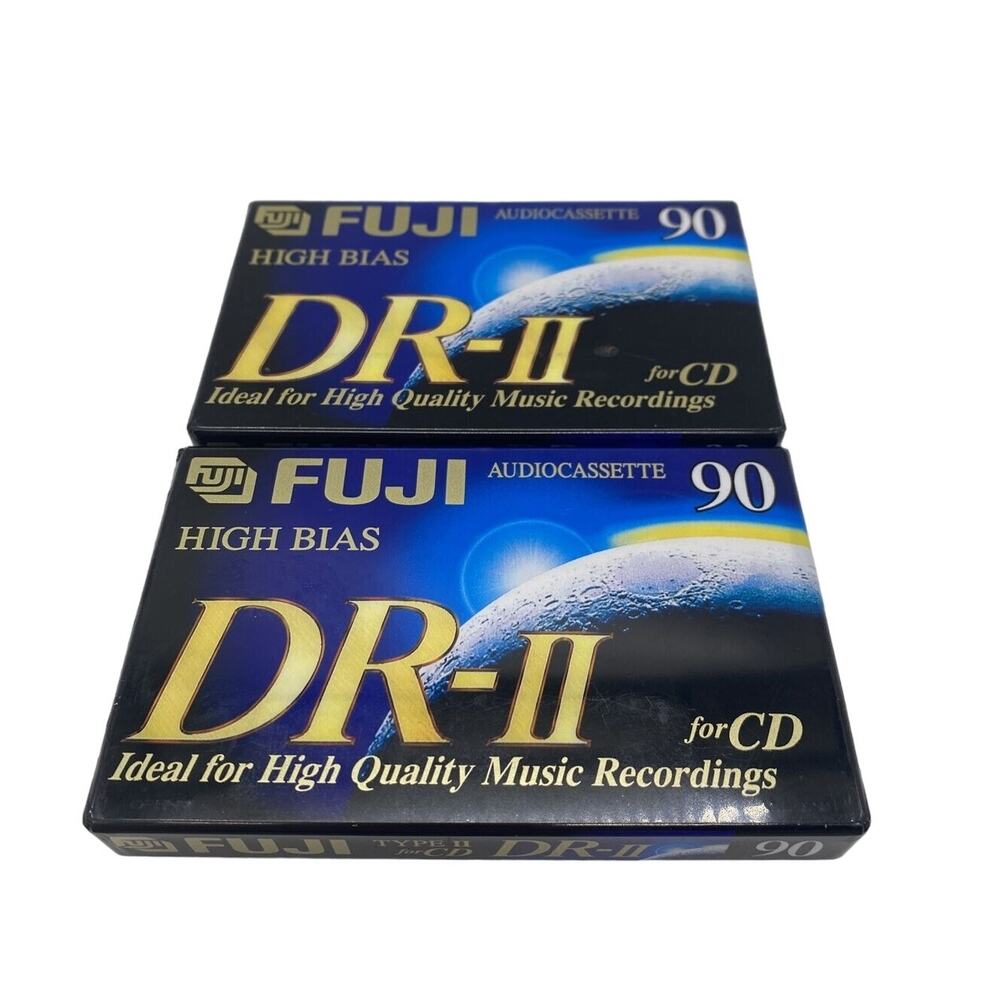 Lot of 2 - Fuji DR-II 90 Minute High Bias Audio Cassette Tapes, BN